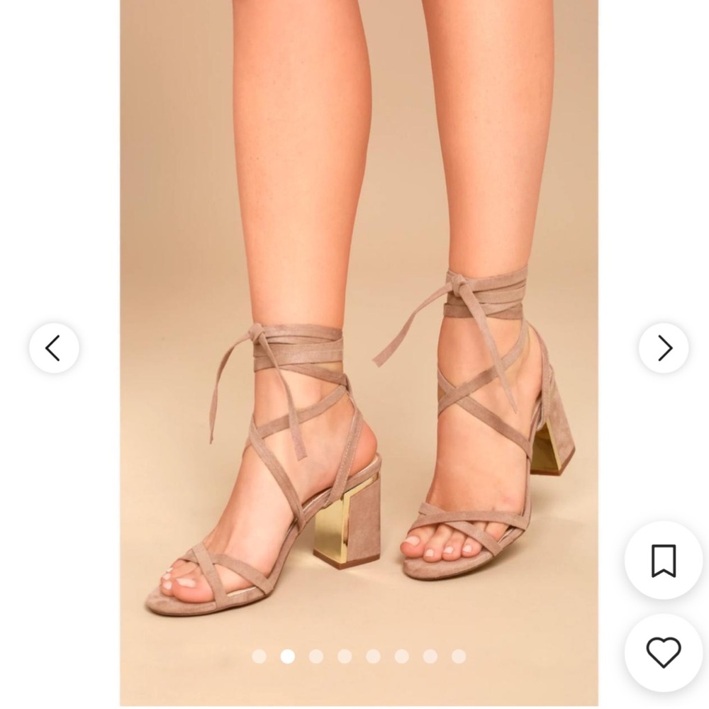 Lulus lace up ankle strap heels, size 7, taupe
